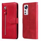 For Xiaomi 12X Fashion Calf Texture Zipper Horizontal Flip Leather Phone Case(Red) - 1