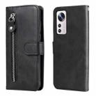 For Xiaomi 12X Fashion Calf Texture Zipper Horizontal Flip Leather Phone Case(Black) - 1