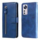 For Xiaomi 12X Fashion Calf Texture Zipper Horizontal Flip Leather Phone Case(Blue) - 1