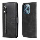 For iPhone 14 Pro Fashion Calf Texture Zipper Horizontal Flip Leather Phone Case(Black) - 1