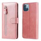 For iPhone 14 Plus Fashion Calf Texture Zipper Horizontal Flip Leather Phone Case (Rose Gold) - 1