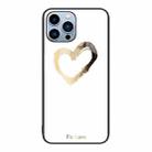 For iPhone 14 Pro Max Colorful Painted Glass Phone Case (Golden Love) - 1