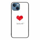 For iPhone 14 Plus Colorful Painted Glass Phone Case (Red Heart) - 1