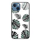 For iPhone 14 Plus Colorful Painted Glass Phone Case (Banana Leaf) - 1