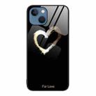 For iPhone 14 Colorful Painted Glass Phone Case (Black Love) - 1