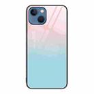 For iPhone 14 Colorful Painted Glass Phone Case (Blue Sky) - 1