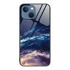 For iPhone 14 Colorful Painted Glass Phone Case (Starry Sky) - 1