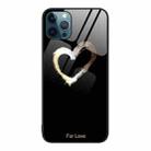 For iPhone 12 Pro Max Colorful Painted Glass Phone Case(Black Love) - 1