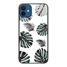 For iPhone 12 / 12 Pro Colorful Painted Glass Phone Case(Banana Leaf) - 1