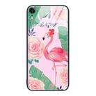 For iPhone XR Colorful Painted Glass Phone Case(Flamingo) - 1