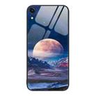 For iPhone XR Colorful Painted Glass Phone Case(Moon Hill) - 1