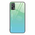 For Realme 7 Gradient Color Glass Case(Green Cyan) - 1