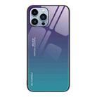 For iPhone 13 Pro Max Gradient Color Glass Case (Aurora Blue) - 1