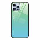 For iPhone 13 Pro Max Gradient Color Glass Case (Green Cyan) - 1