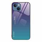 For iPhone 14 Plus Gradient Color Glass Case (Aurora Blue) - 1