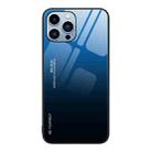 For iPhone 14 Pro Gradient Color Glass Case(Blue Black) - 1