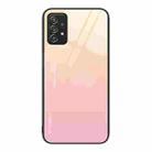 For Samsung Galaxy A52 Gradient Color Glass Case(Yellow Pink) - 1