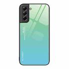 For Samsung Galaxy S21 5G Gradient Color Glass Case(Green Cyan) - 1