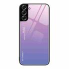 For Samsung Galaxy S22+ 5G Gradient Color Glass Case(Pink Purple) - 1