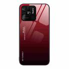 For Xiaomi Redmi 10C Gradient Color Glass Case(Red Black) - 1