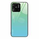 For Xiaomi Redmi 10C Gradient Color Glass Case(Green Cyan) - 1