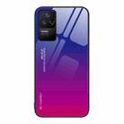 For Xiaomi Redmi K40S Gradient Color Glass Case(Purple Red) - 1