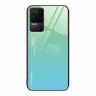 For Xiaomi Redmi K50 Pro Gradient Color Glass Case(Green Cyan) - 1