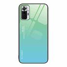 For Xiaomi Redmi Note 10 Pro 4G Global Gradient Color Glass Case(Green Cyan) - 1