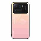 For Xiaomi Mi 11 Ultra Gradient Color Glass Case(Yellow Pink) - 1