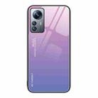 For Xiaomi 12 Pro Gradient Color Glass Case(Pink Purple) - 1