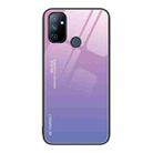 For OnePlus Nord N100 Gradient Color Glass Case(Pink Purple) - 1