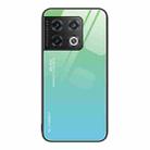 For OnePlus 10 Pro Gradient Color Glass Case(Green Cyan) - 1