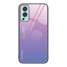 For OnePlus Nord 2 5G Gradient Color Glass Case(Pink Purple) - 1