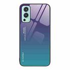 For OnePlus Nord 2 5G Gradient Color Glass Case(Aurora Blue) - 1