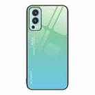 For OnePlus Nord 2 5G Gradient Color Glass Case(Green Cyan) - 1
