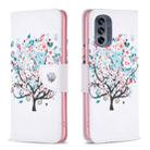 For Motorola Moto G62 Colored Drawing Pattern Leather Phone Case(Tree) - 1