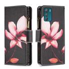 For Motorola Moto G42 4G Colored Drawing Pattern Zipper Leather Phone Case(Lotus) - 1