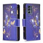 For Motorola Moto G62 Colored Drawing Pattern Zipper Leather Phone Case(Purple Butterfly) - 1