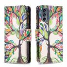 For Motorola Moto G62 Colored Drawing Pattern Zipper Leather Phone Case(Big Tree) - 1