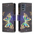 For Motorola Moto G62 Colored Drawing Pattern Zipper Leather Phone Case(Big Butterfly) - 1