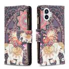 For Nothing Phone 1 Colored Drawing Pattern Zipper Leather Phone Case(Flower Elephants) - 1