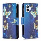 For Nothing Phone 1 Colored Drawing Pattern Zipper Leather Phone Case(Gold Butterfly) - 1