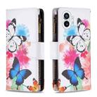 For Nothing Phone 1 Colored Drawing Pattern Zipper Leather Phone Case(Two Butterflies) - 1