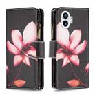 For Nothing Phone 1 Colored Drawing Pattern Zipper Leather Phone Case(Lotus) - 1