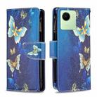 For Realme C30 Colored Drawing Pattern Zipper Leather Phone Case(Gold Butterfly) - 1