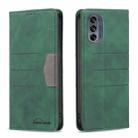 For Motorola Moto G62 Magnetic Splicing Leather Phone Case(Green) - 1