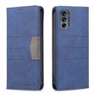 For Motorola Moto G62 Magnetic Splicing Leather Phone Case(Blue) - 1