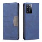 For OPPO A57 4G Magnetic Splicing Leather Phone Case(Blue) - 1