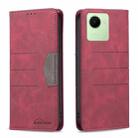 For Realme C30 Magnetic Splicing Leather Phone Case(Red) - 1