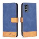 For Motorola Moto G62 BF11 Color Matching Skin Feel Leather Phone Case(Blue) - 1